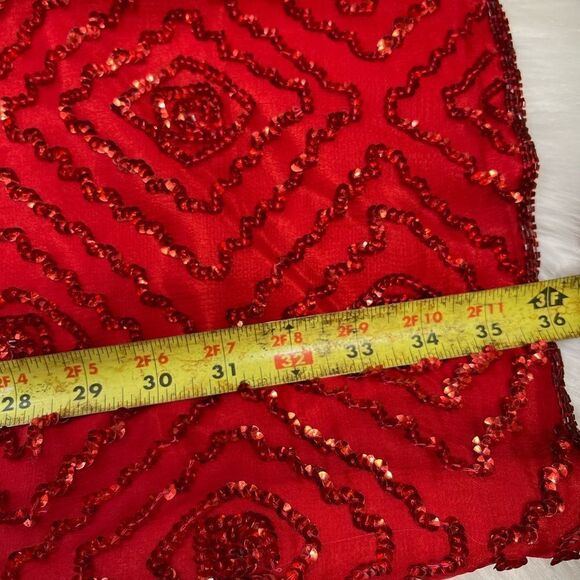 NWOT Mark and John by Gopal 100% silk red sequins& beaded over the knee dressSZM - Picture 9 of 13